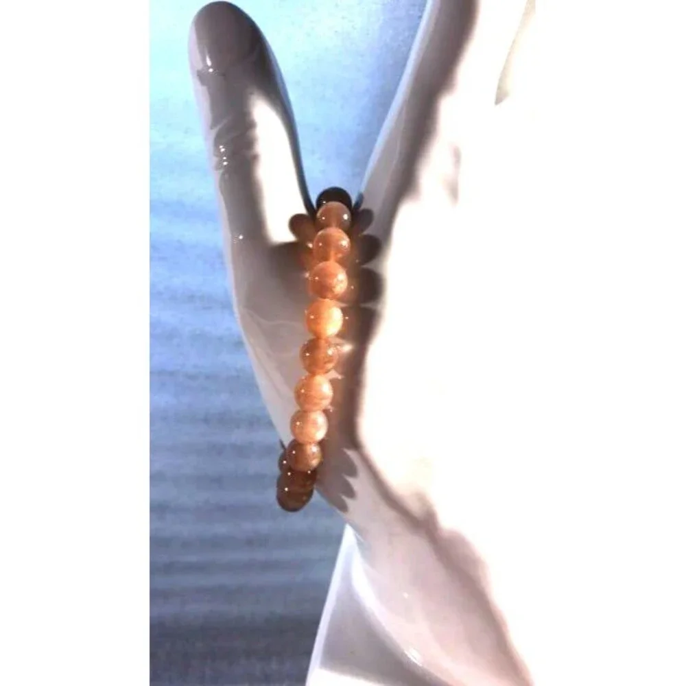 Peach Moonstone Beaded Stretch Bracelet